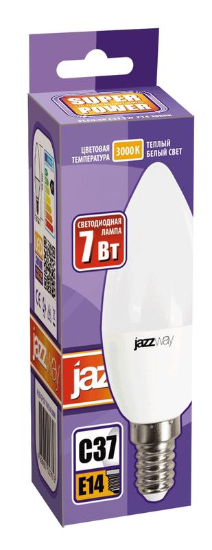 Лампа светодиодная LED 7Вт E14 220В 3000К PLED- SP C37 свеча | 1027818-2 | Jazzway