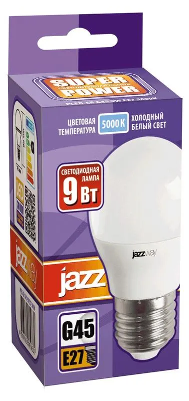 Лампа светодиодная LED 9Вт E27 230В 5000К PLED- SP G45 | 2859662A | Jazzway