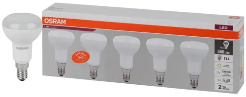 Лампа светодиодная LED Value LV R50 60 7SW/830 7Вт рефлектор матовая E14 230В 2х5 (уп.5шт) OSRAM 405
