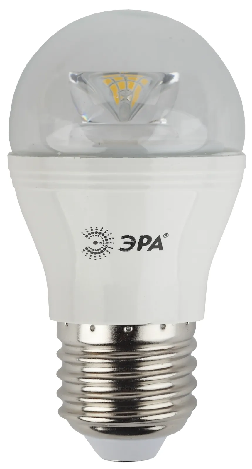 Лампа светодиодная LED P45-7W-827-E27-Clear (диод,шар,7Вт,тепл,E27) (6/60/2400)