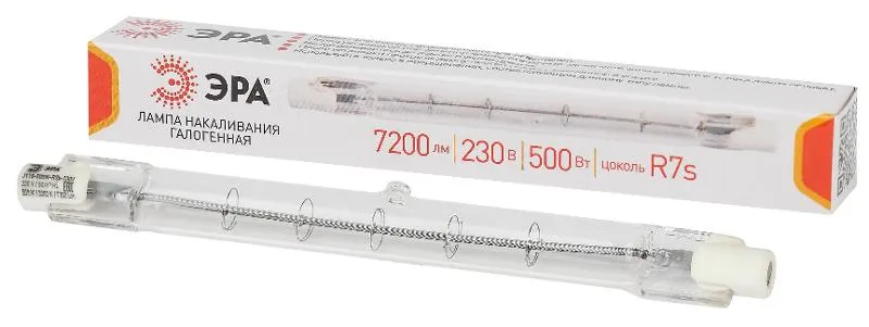 Лампа галогенная J118-500W-R7s-230V (галоген J118 500Вт нейтр R7s) (10/500/18000)