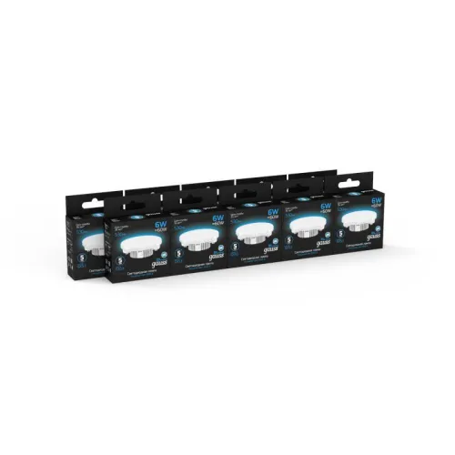 Лампа светодиодная Black 6Вт таблетка 6500К холод. бел. GX53 530лм GAUSS 108008306