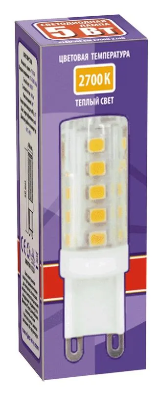 Лампа светодиодная LED 5Вт G9 220В 2700К PLED-G9 капсульная | 1032102B | Jazzway