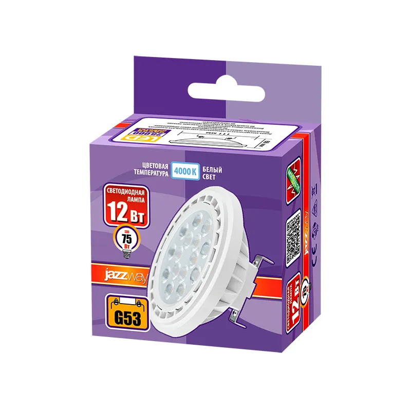 Лампа светодиодная LED 12Вт G53 220В 4000К PLED-AR111 отражатель (рефлектор) | 1033895 | Jazzway