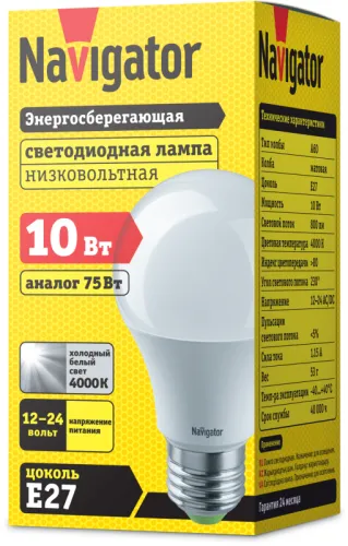 Лампа светодиодная LED NLL-A60-10-12/24-4K-E27 | 61475 | Navigator