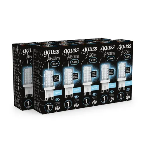 Лампа светодиодная Black 3.5Вт капсульная 4100К нейтр. бел. G9 460лм керамика GAUSS 107009205