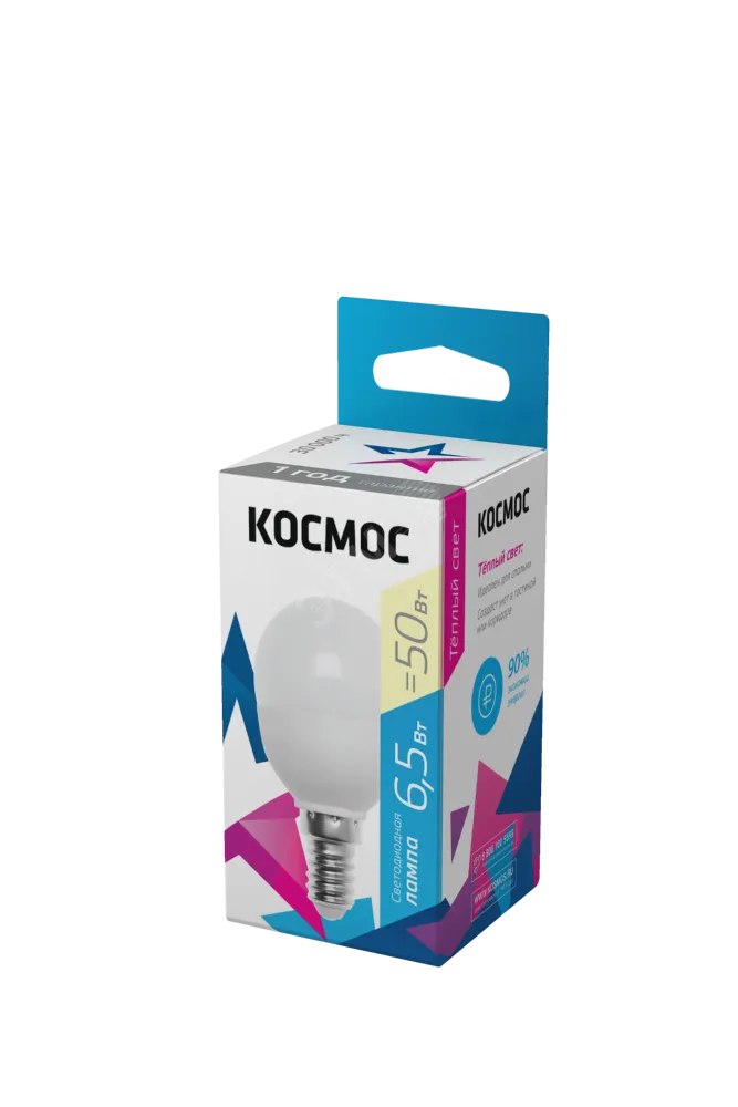 Лампа светодиодная GL45 6.5Вт 220В E14 3000К Космос LkecLED6.5wGL45E1430