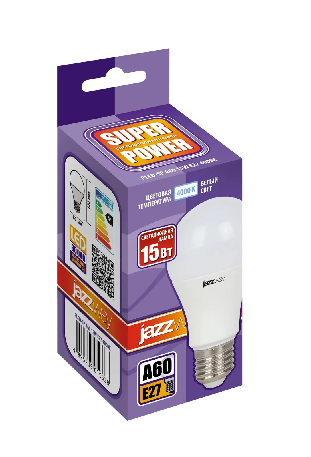Лампа светодиодная PLED- SP A60 15w E27 4000K 230/50 | .5019638 | Jazzway