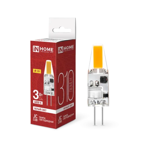 Лампа светодиодная LED-JC-COB 3Вт 12В G4 4000К 310лм IN HOME 4690612060231