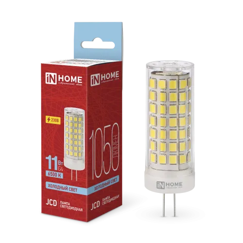 Лампа светодиодная LED-JCD 11Вт 230В G4 6500К 1050лм IN HOME 4690612060316
