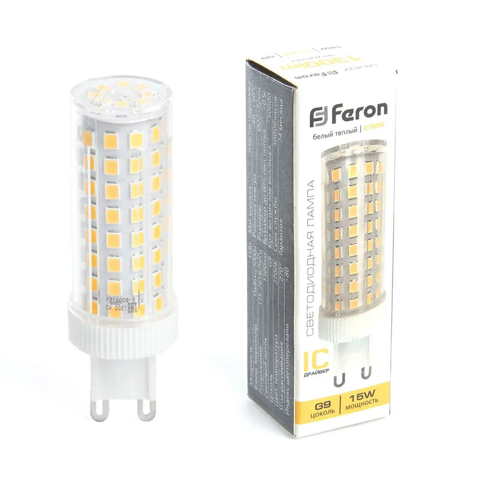 Лампа светодиодная LB-437 15Вт JCD 2700К G9 230В FERON 38212