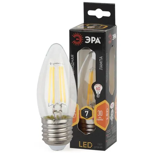 Лампа светодиодная F-LED B35-7W-827-E27 Лампы СВЕТОДИОДНЫЕ F-LED ЭРА (филамент, свеча, 7Вт, тепл, E2