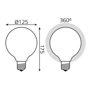 Лампа светодиодная, филаментная 10 Вт E27 4100 K 1100 Lm 360 град. Gauss 187202210-D