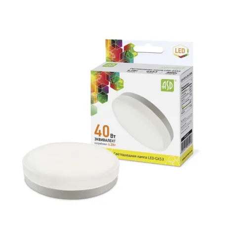 Лампа светодиодная LED-GX53-standard 4.2Вт таблетка 3000К тепл. бел. GX53 380лм 160-260В ASD 4690612
