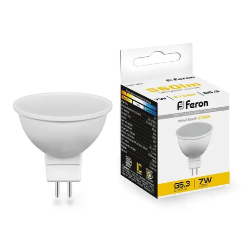 Лампа светодиодная LB-26 7Вт MR16 2700К G5.3 230В FERON 25235