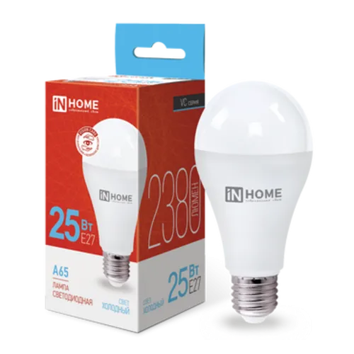 Лампа светодиодная LED-A65-VC 25Вт грушевидная 6500К холод. бел. E27 2380лм 230В IN HOME 46906120241