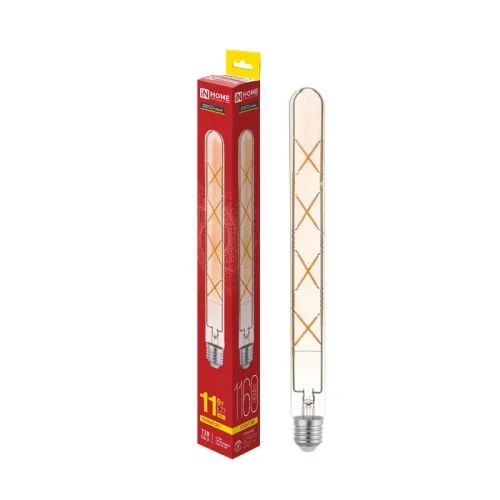 Лампа светодиодная филаментная LED-T30-deco gold 11Вт золотая 3000К тепл. бел. E27 1160лм 230В 300мм