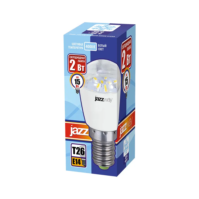 Лампа светодиодная LED 2Вт E14 220В 4000К PLED- T26 CLEAR REFR каплевидная | 1007667 | Jazzway