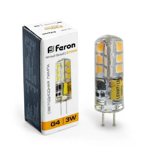 Лампа светодиодная LB-422 3Вт JC 2700К G4 12В FERON 25531