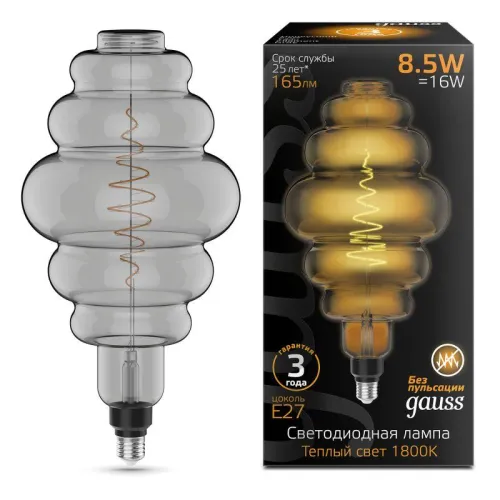 Лампа светодиодная филаментная Black Filament 8.5Вт Honeycomb тонированная 1800К тепл. бел. E27 165л