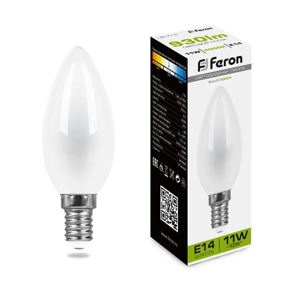 Лампа светодиодная LB-713 11Вт матовая 4000К E14 230В FERON 38007