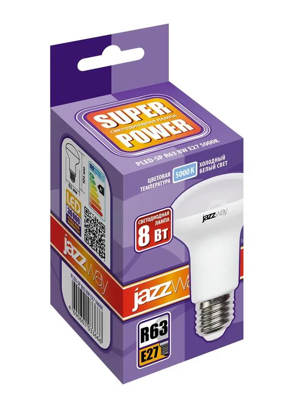 Лампа светодиодная LED 8Вт Е27 220В 5000К PLED- SP R63 отражатель (рефлектор) | 1033666 | Jazzway
