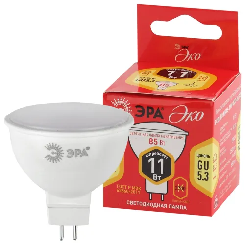 Лампа светодиоднаяECO LED MR16-11W-827-GU5.3 (диод, софит, 11Вт, тепл, GU5.3) (10/100/4800)