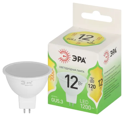 Лампа светодиодная GREEN LINE MR16-12W-830-GU10 GL GU10 12Вт софит свет тепл. Эра Б0067058