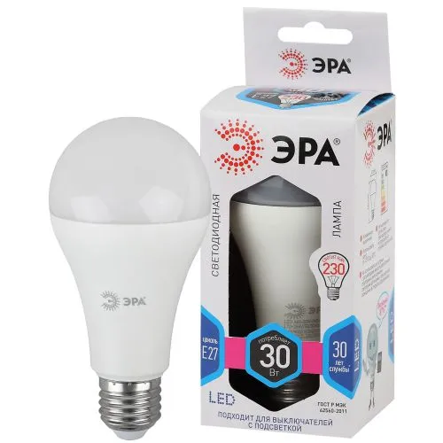 Лампа светодиодная LED A65-30W-840-E27 (диод, груша, 30Вт, нейтр, E27) (10/100/1200) | Б0048016 | ЭР