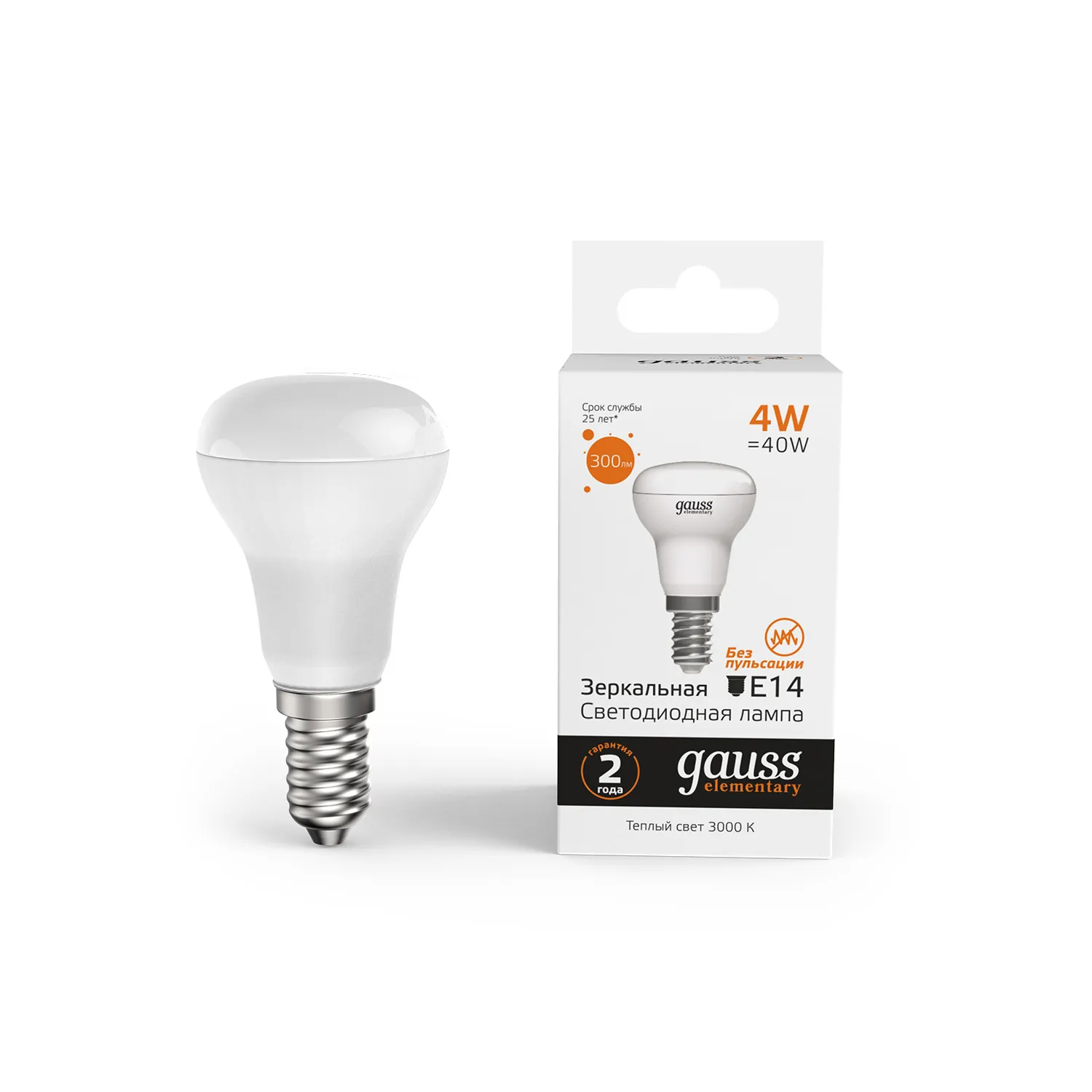Лампа светодиодная LED 4 Вт 300 лм 3000К AC180-240В E14 грибок R39 теплая Elementary