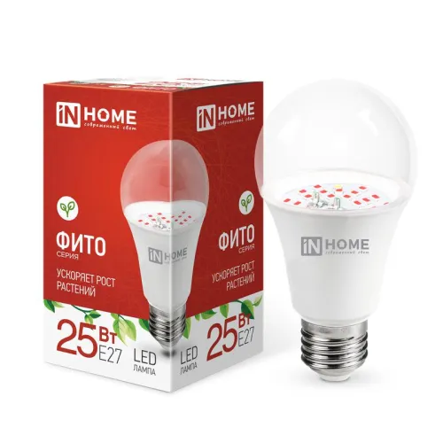 Лампа светодиодная LED-A65-ФИТО 25Вт 230В E27 IN HOME 4690612057712