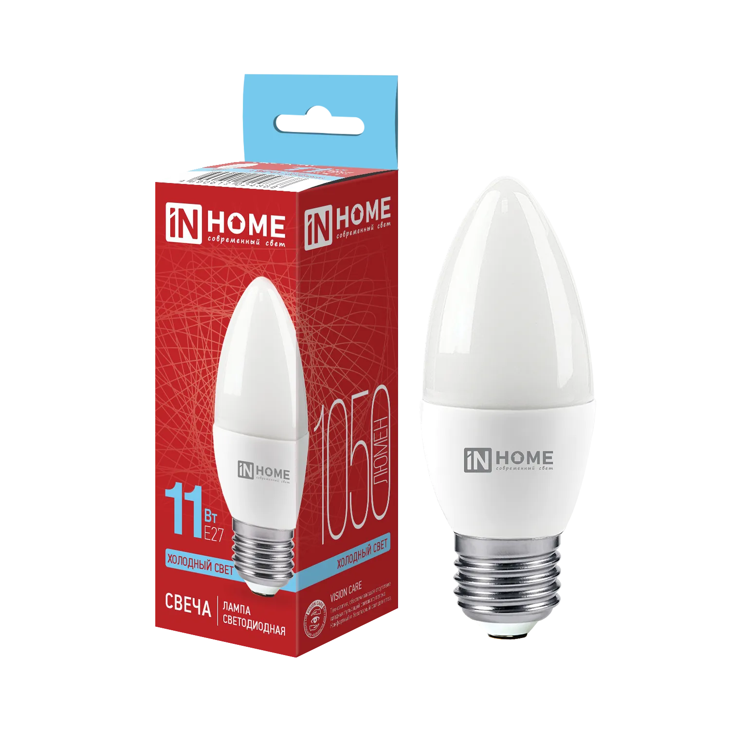 Лампа светодиодная LED-СВЕЧА-VC 11Вт свеча 6500К холод. бел. E27 1050лм 230В IN HOME 4690612024868