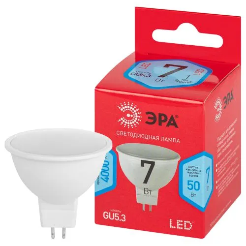 Лампа светодиодная RED LINE LED MR16-7W-840-GU5.3 R GU5.3 7 Вт софит нейтральный белый свет | Б00506
