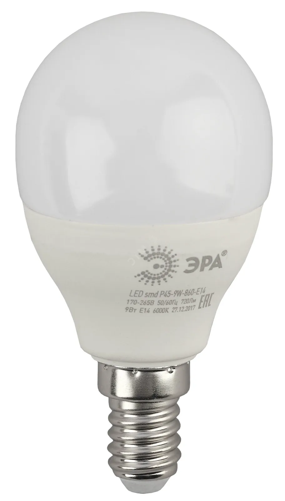 Лампа светодиодная LED 9Вт Е14 6000К smd P45-9W-860-E14 | Б0031411 | ЭРА