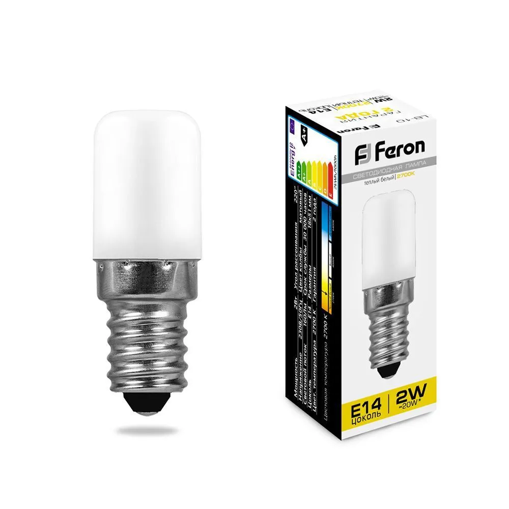 Лампа светодиодная LB-10 2Вт 2700К E14 230В для холодильника FERON 25295