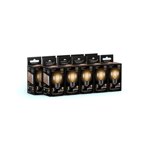 Лампа светодиодная филаментная Black Filament 5Вт P45 шар 2700К тепл. бел. E27 420лм GAUSS 105802105