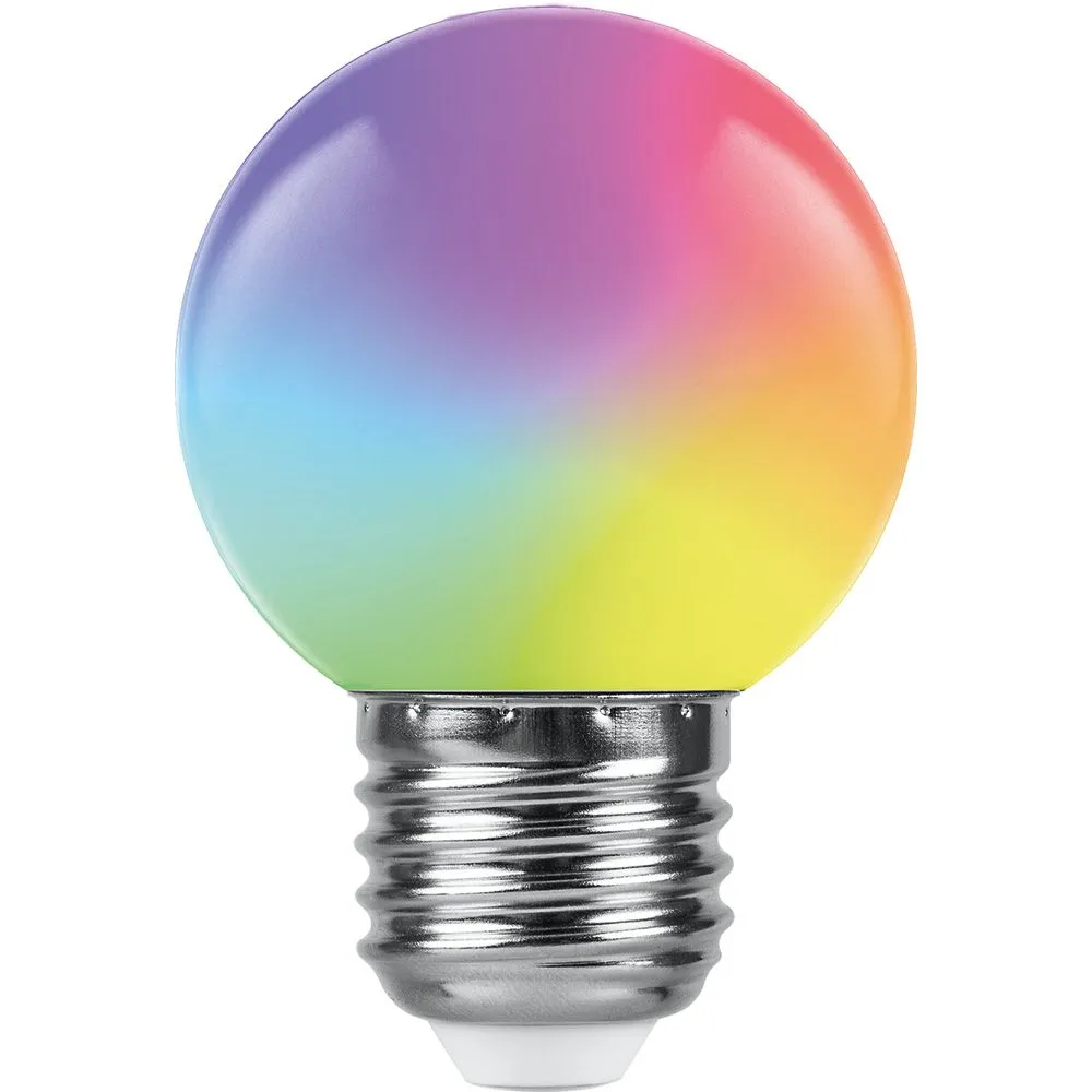 Лампа светодиодная LB-37 1Вт G45 шар матовая E27 230В RGB плавная смена цвета FERON 38116