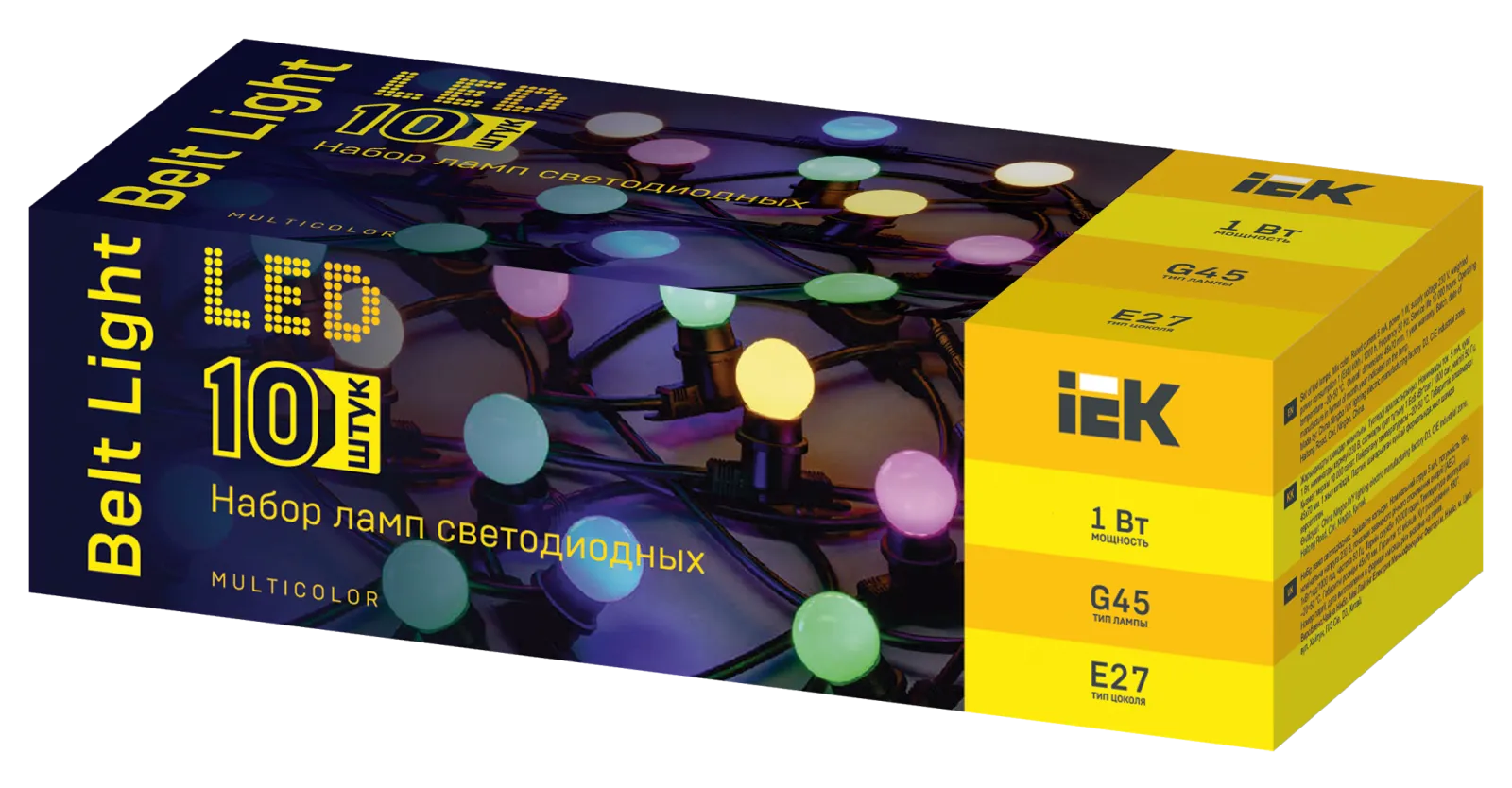 LIGHTING Набор ламп светодиодных декоративных G45 шар 1Вт 230В MIX E27 10 шт IEK