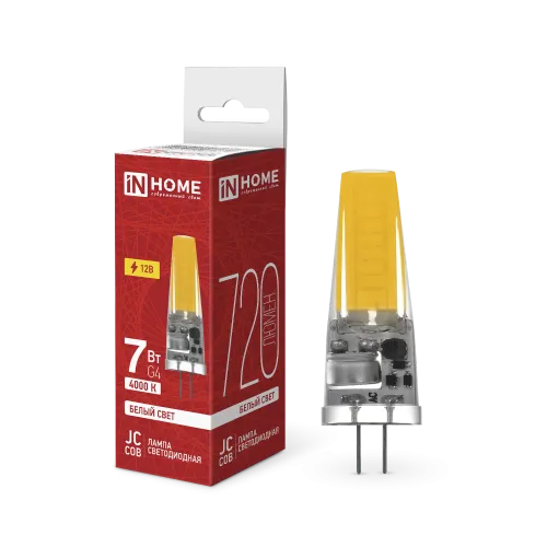 Лампа светодиодная LED-JC-COB 7Вт 12В G4 4000К 720лм IN HOME 4690612060286