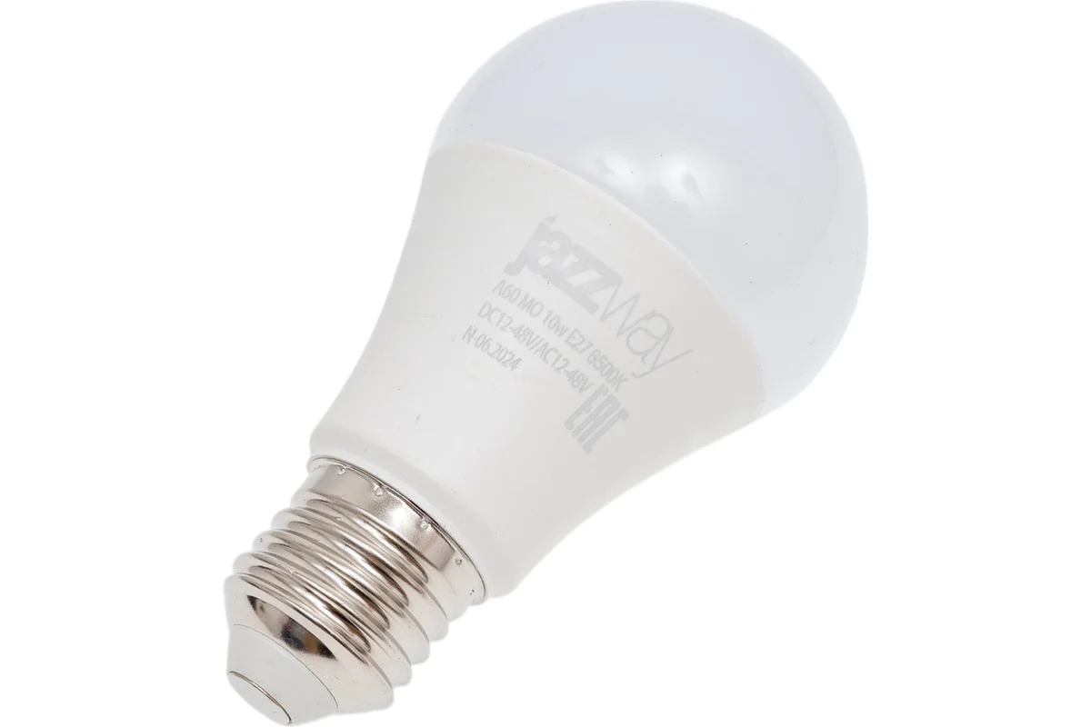 Лампа светодиодная низковольтная PLED-A60 МО 10w 6500K E27 DC12-48V/AC12-48V  | .5050532  | Jazzway
