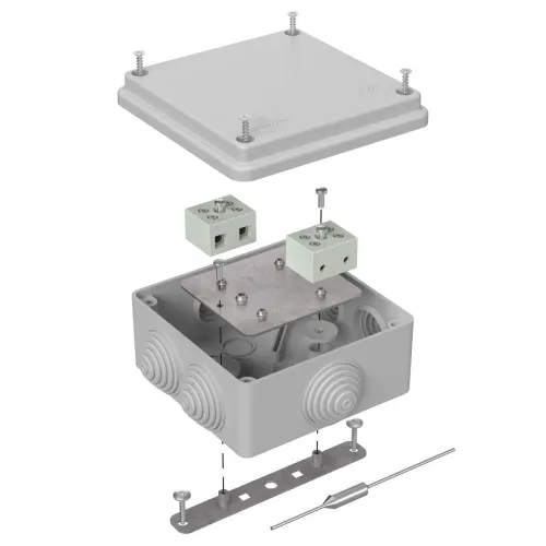 Коробка огнестойкая для о/п 40-0300-FR6.0-4-П Е15-Е120 с термопредохранителем RAL7035 100х100х50 (14