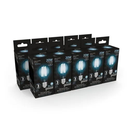 Лампа светодиодная филаментная Black Filament 20Вт A60 грушевидная 4100К нейтр. бел. E27 1850лм GAUS