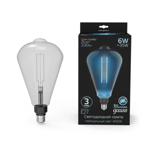 Лампа светодиодная филаментная Black Filament 6Вт ST164 тонированная 4000К нейтр. бел. E27 330лм GAU