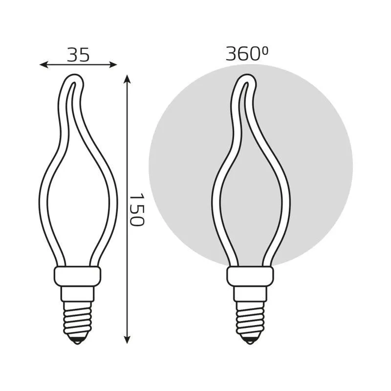 Лампа светодиодная филаментная Black Filament 4Вт контурная Artline свеча матовая 2700К тепл. бел. E