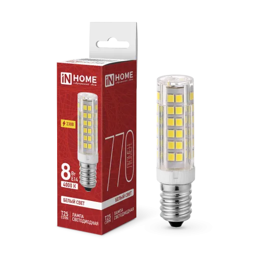 Лампа светодиодная LED-T25-CORN 8Вт 230В E14 4000К 770лм IN HOME 4690612060361