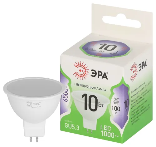 Лампа светодиодная GREEN LINE MR16-10W-865-GU5.3 GL GU5.3 10Вт софит свет холод. Эра Б0066997