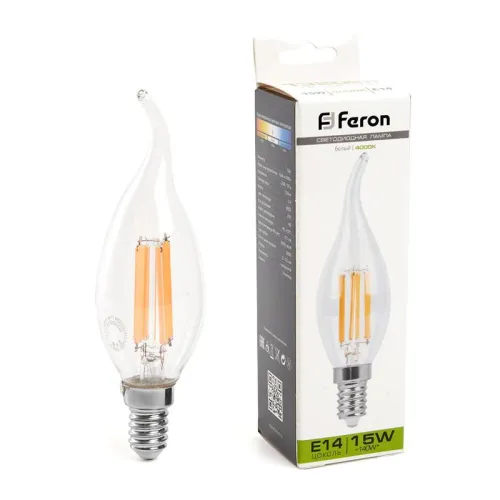 Лампа светодиодная LB-718 15Вт прозрачная 4000К E14 230В FERON 38263