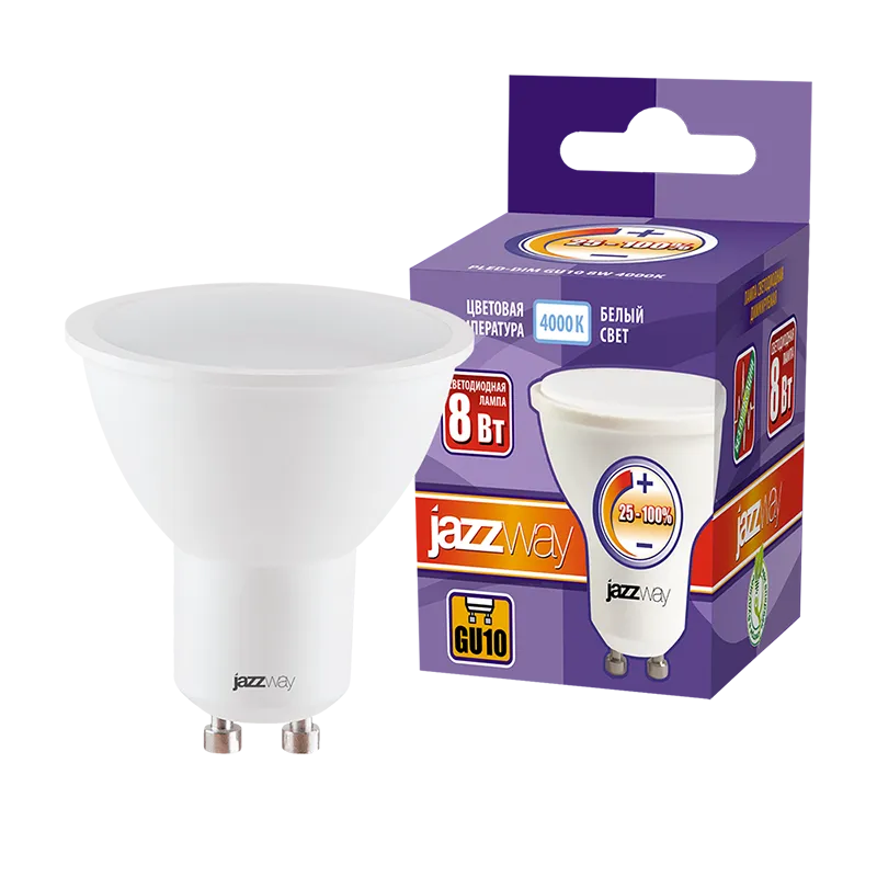 Лампа светодиодная PLED- DIM GU10 8w 4000K 560Lm  230/50 | .5035928 | Jazzway