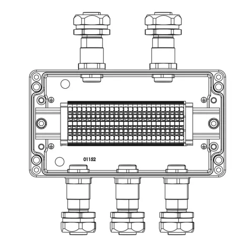 Коробка взрывозащищенная клеммная из алюминия TBE-A-14-(25xHMM.2)-2xKAEPM2MHK-20(A)-3xKAEPM2MHK-20(C