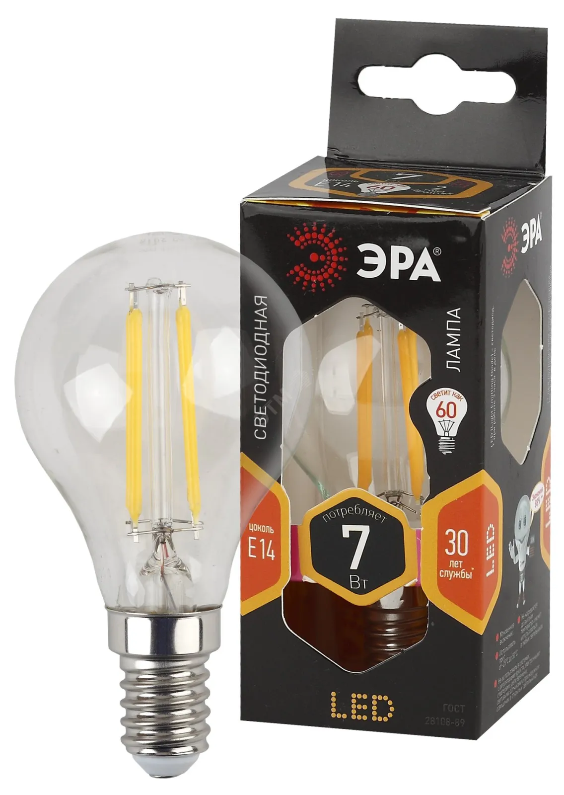 Лампа светодиодная LED филамент шар матовый F-LED P45-7W-827-E14 филамент 7Вт E14 2700К | Б0027946 |